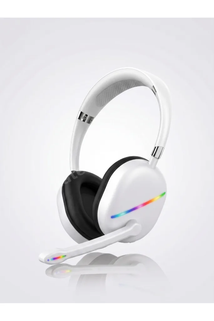 RGB Oyuncu Kulaklık Kablosuz Mikrofonlu Wireless 5.4 Oyuncu Kulaklığı TF Kart Girişli HD Sesli RGB Işıklı Kulaklık