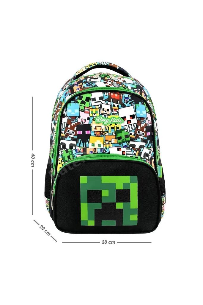 Mine Creeper 3'lü Set Ilkokul Çantası, Termal Beslenme Çantası Ve Kalem Kutusu Seti