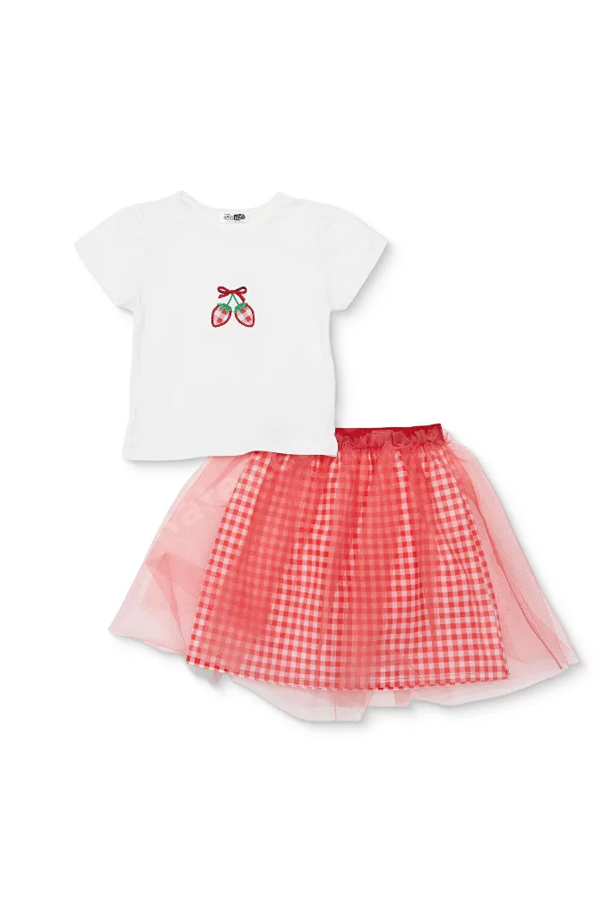 HelloBaby Kız Bebek Berry Belle Bluz-Etek Süprem Bisiklet Yaka Kısa Kol
