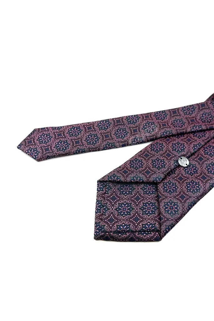 Mürdüm Motif Desen Mendilli Klasik Kravat KK12674