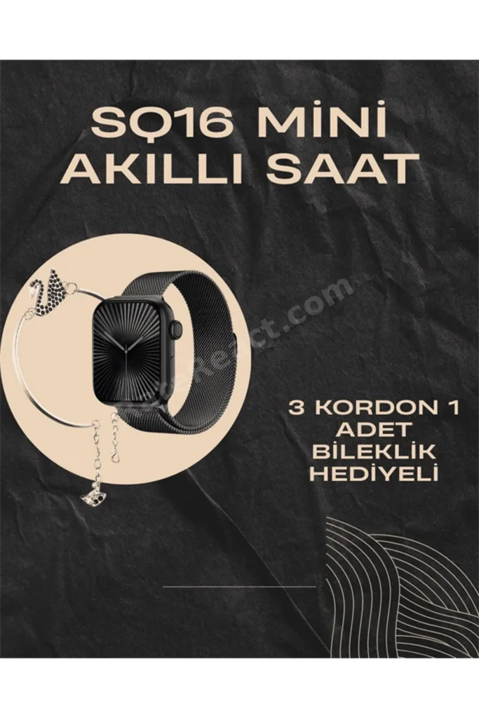 SQ-16 Mini Series 10 Akıllı Saat | Şık Ve Hafif Tasarım, 3 Kordon Seçeneği