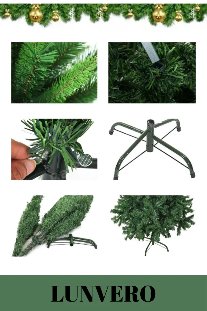 Premium Kutu Yılbaşı Çam Ağacı Süsleme Seti Renkli Işığı Yeni Yıl Süsleri Noel Paketi 150 cm 220 Dal