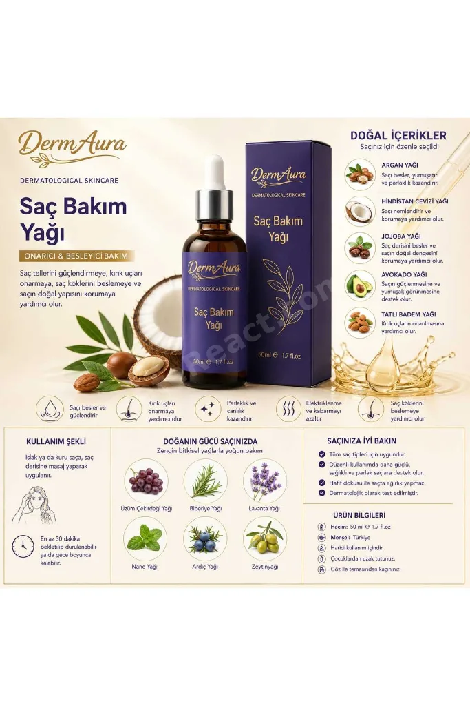 Saç Bakım Yağı Onarıcı Ve Besleyici Bakım 50 ml