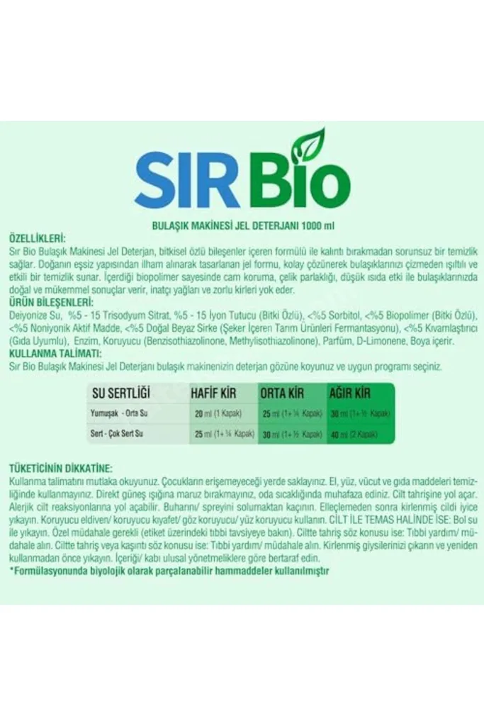 TTKTEKNOLOJİ Sır Bio Bitkisel Özlü Bulaşık Makinesi Jel Deterjanı 1000 ML TTKTEKNOLOJİ 2026 395519