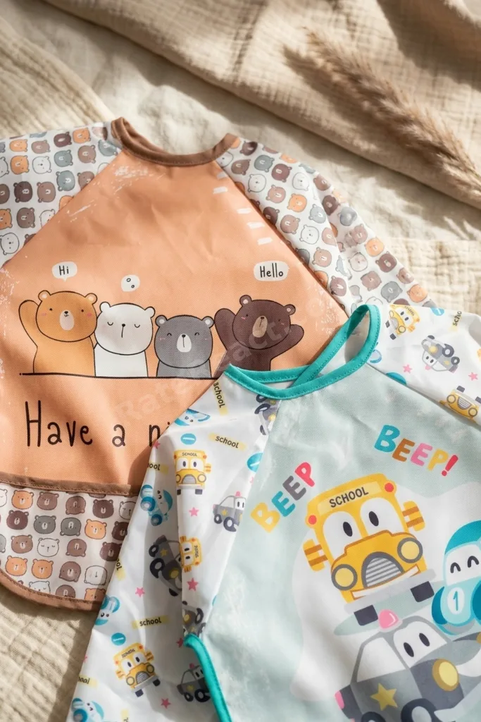 2'li Sıvı Geçirmez Uzun Kollu Mama Önlüğü 6-24 Ay- Blw Uyumlu, Kırıntı Cepli, Leke Tutmaz Bebek Yeme