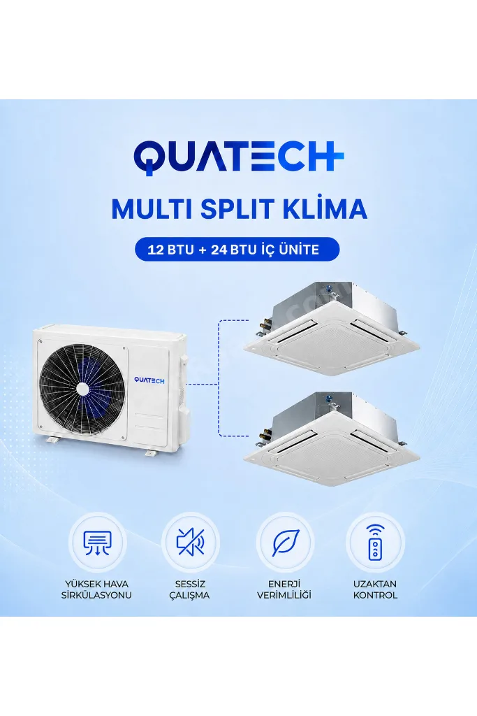 Multi Split Klima 12.000 + 24.000 Btu/h | 1 Dış Ünite 36000 Btu/h A++ Enerji Sınıfı Kaset Tipi Inverter Klima