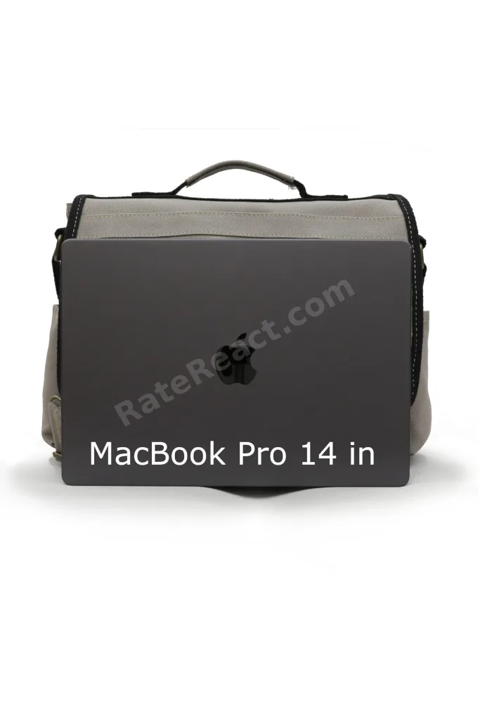 4017 Haki Krem 14" Laptop Pamuk Gabardin Postacı Okul Çantası Unisex Kilitli Çok Cepli Omuz Askılı
