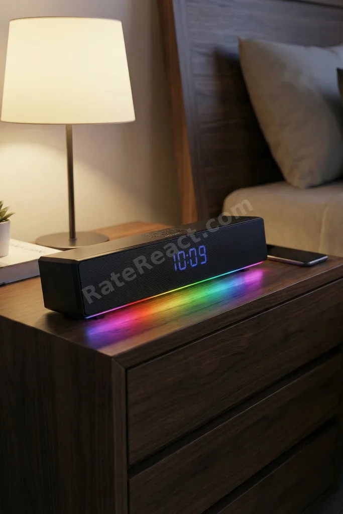 MD-SBT27 Siyah 10W 2400mAh BT,RGB,Alarm,Clock,TF Card Type-C,USB Soundbar Speaker