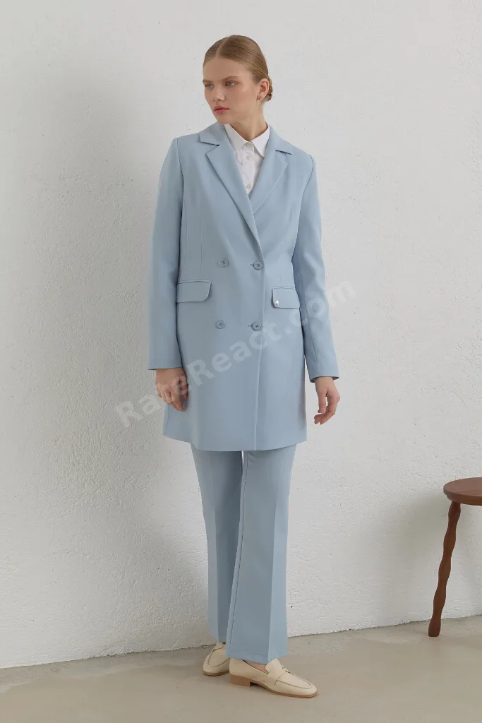 Kruvaze Blazer Ceket - Açık Mavi