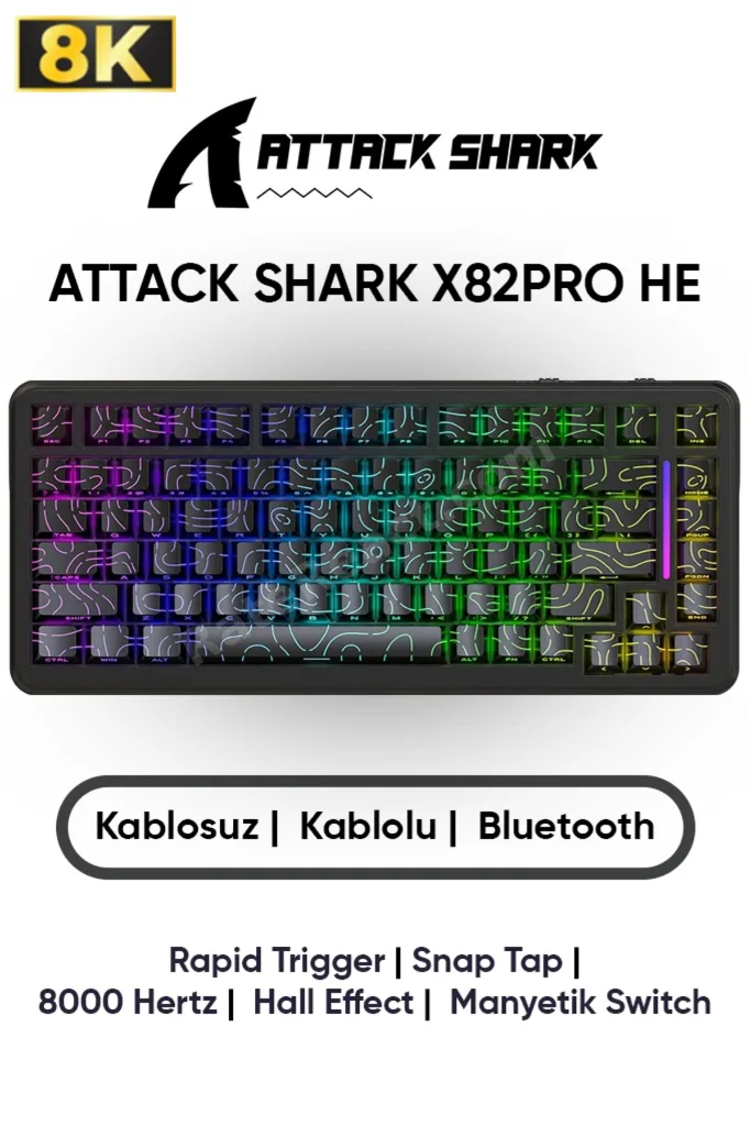 Attack Shark X82 PRO HE Hall Effect Rapid Trigger SnapTap Mekanik Klavye %75 Dizilim Manyetik Switch