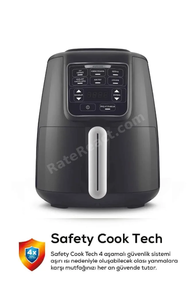 Air Pro Cook 3 In 1 Xl Ev Yemeği, Közleme, Sulu Yemek Tencereli Airfryer Black Shine 4 Kişilik