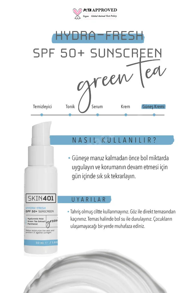 Spf 50 Nemlendirici & Tazeleyici (GREEN TEA HYDRA FRESH) Güneş Kremi 50 ml