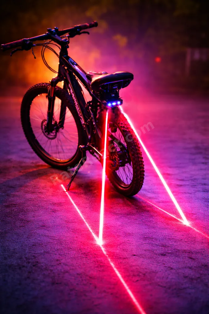 Lazerli Bisiklet Arka Işık | LED Stop Lambası | Güvenlik Şeritli Lazer Işık | Pilli Bisiklet Lambası
