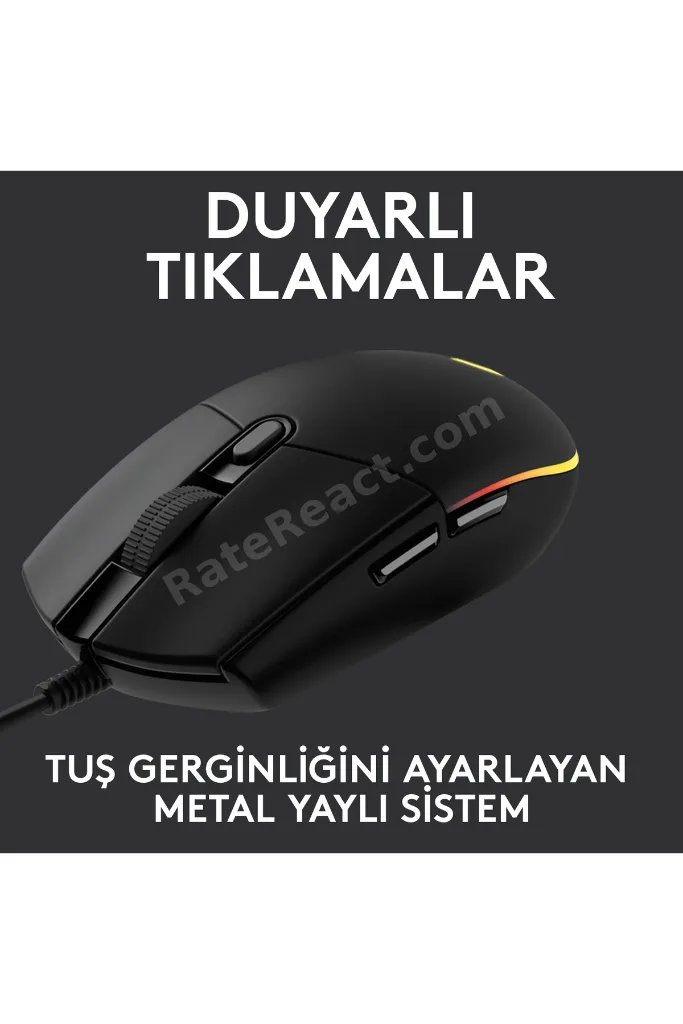 G G102 LIGHTSYNC RGB Aydınlatmalı 8000 DPI Kablolu Oyuncu Mouse, Siyah 910-005823