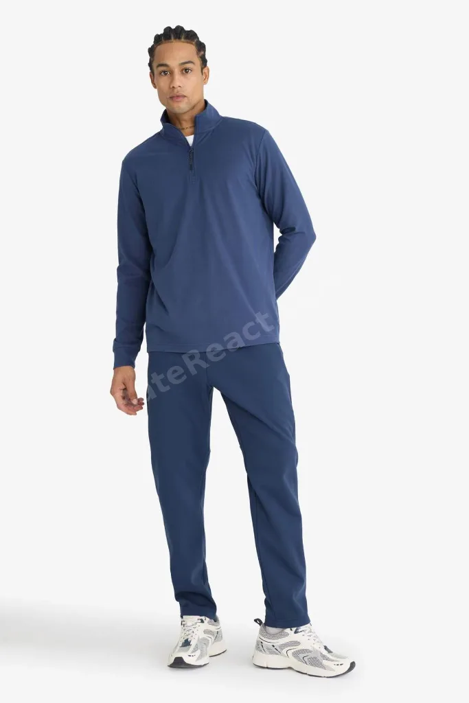 Standart Fit Dik Yaka Yarım Fermuarlı Polar Sporcu Sweatshirt F2302AX25WN