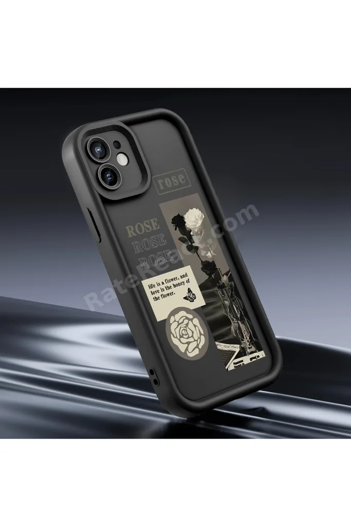 Redmi 9C Uyumlu, şık gül desenli, yüksek kaliteli silikon telefon kılıfı.