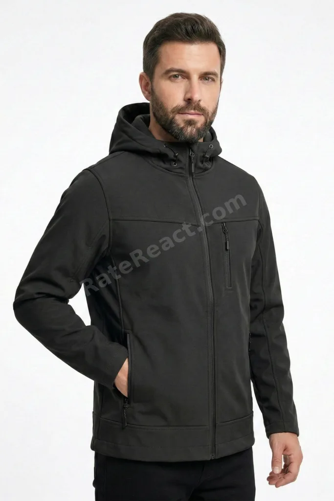 Erkek Mont İçi Polarlı Softshell Mont Su ve Rüzğar Geçirmez Kapüşonlu Spor Mont