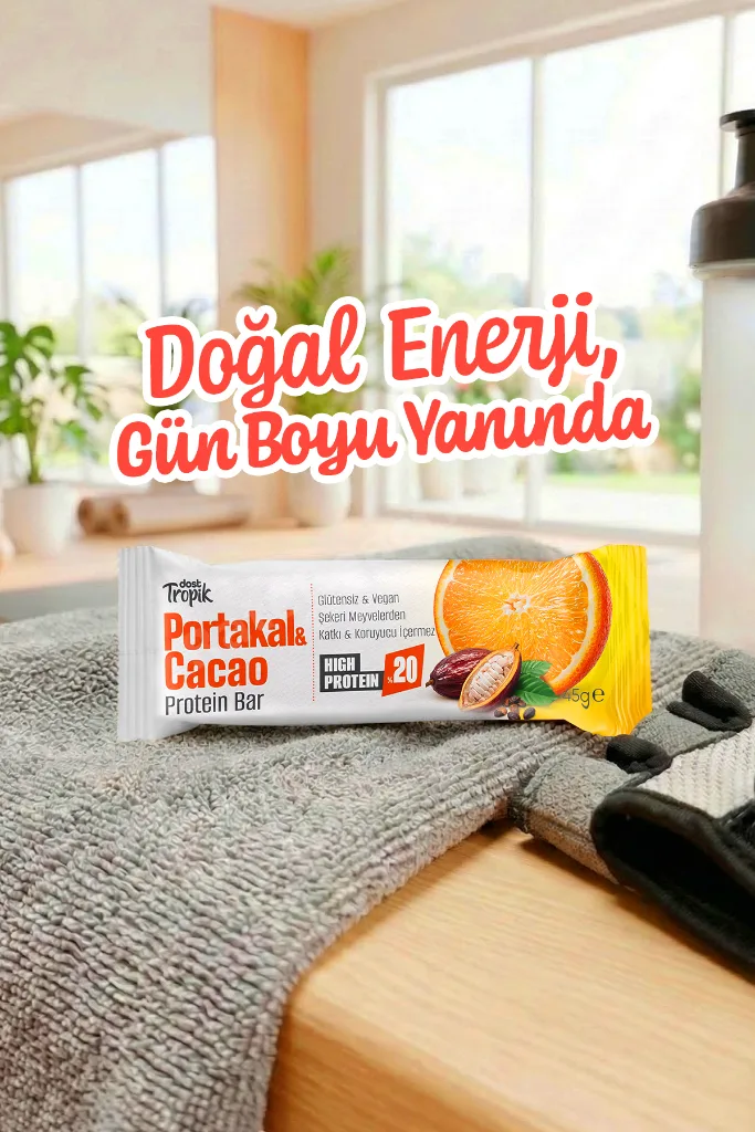 Portakal ve Kakao Aromalı Protein Bar 45 g | Protein İçeren Atıştırmalık ve Sporcu Barı | 4 Adet