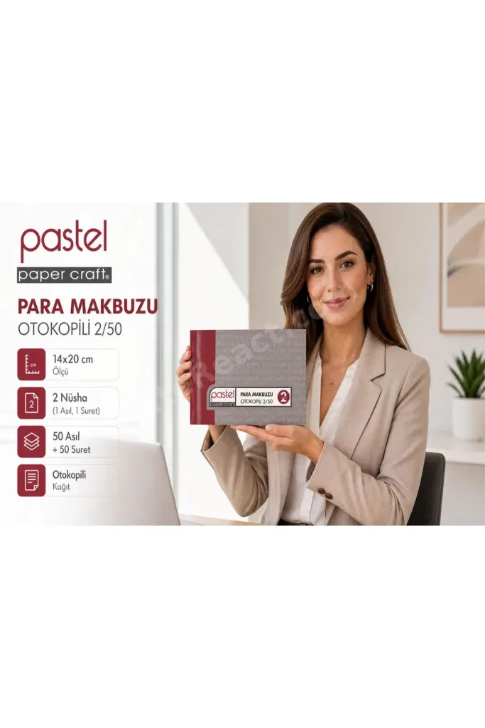 Para Makbuzu 14x20 cm 2/50 (50 asıl 50 suret 100 yaprak) Otokopili 2 Nüsha (1 Asıl, 1 Suret) - 12 Adet