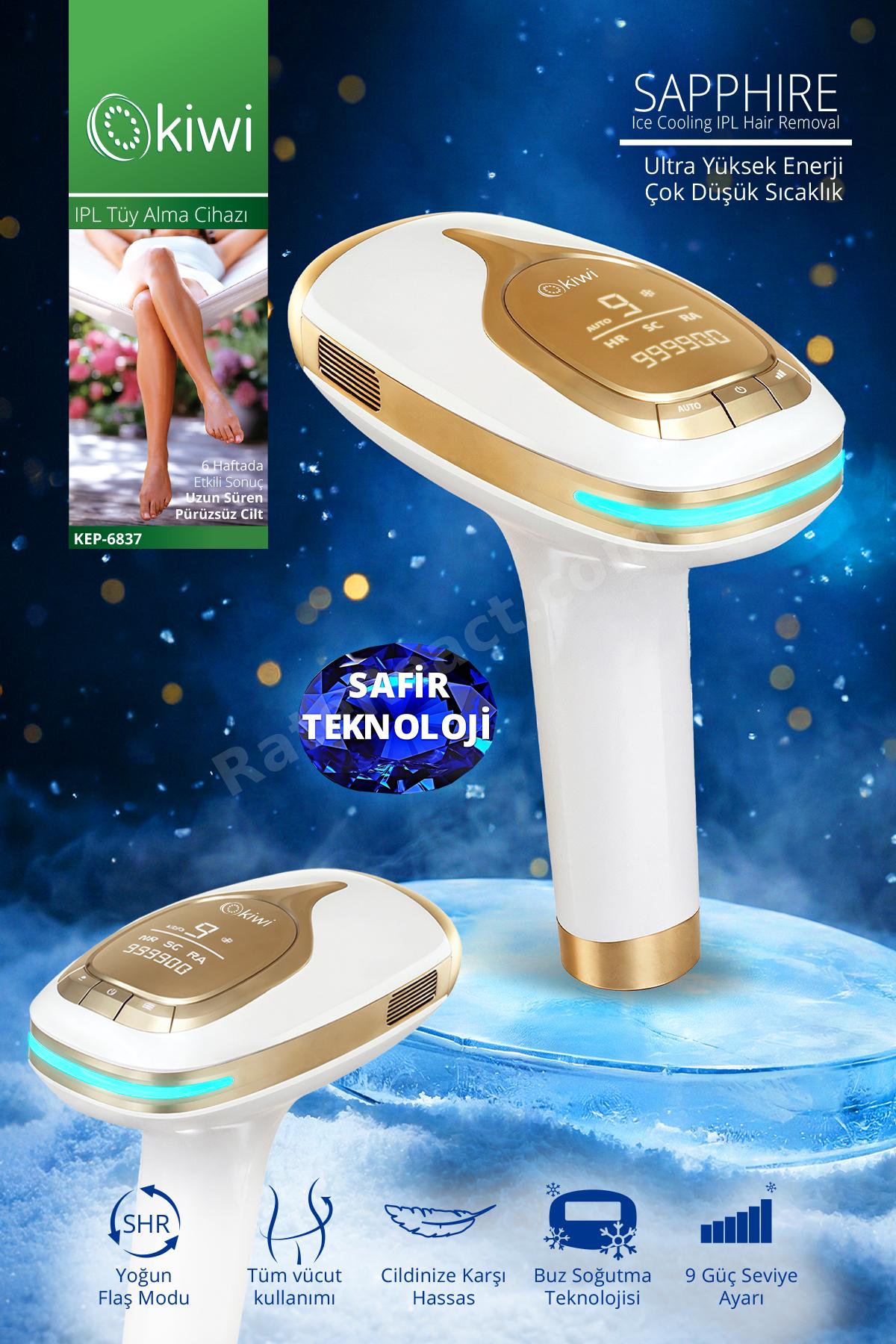 KEP-6837 Ipl Lazer Epilasyon Aleti Safir Buz Başlık | 9 Güç Seviyesi & SHR Modu