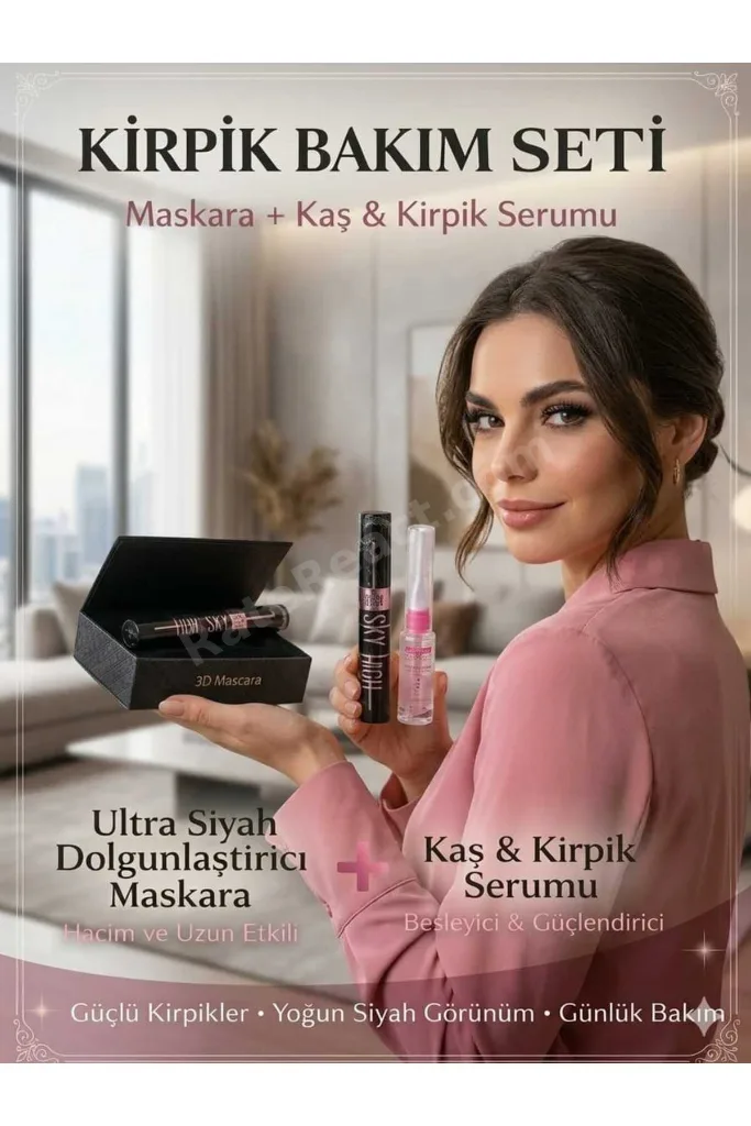 ULTRA HACİM VE DOLGUN KİRPİKLER İÇİN PREMİUM MASKARA ( KAŞ VE KİRPİK SERUMU HEDİYELİ )