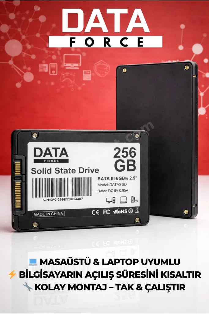 256GB SSD 2.5” SATA III – Hızlı Açılış, Sessiz