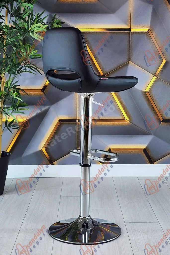 Rasko Ofis Tipi Çalışma Ve Bar Sandalyesi (siyah Deri )
