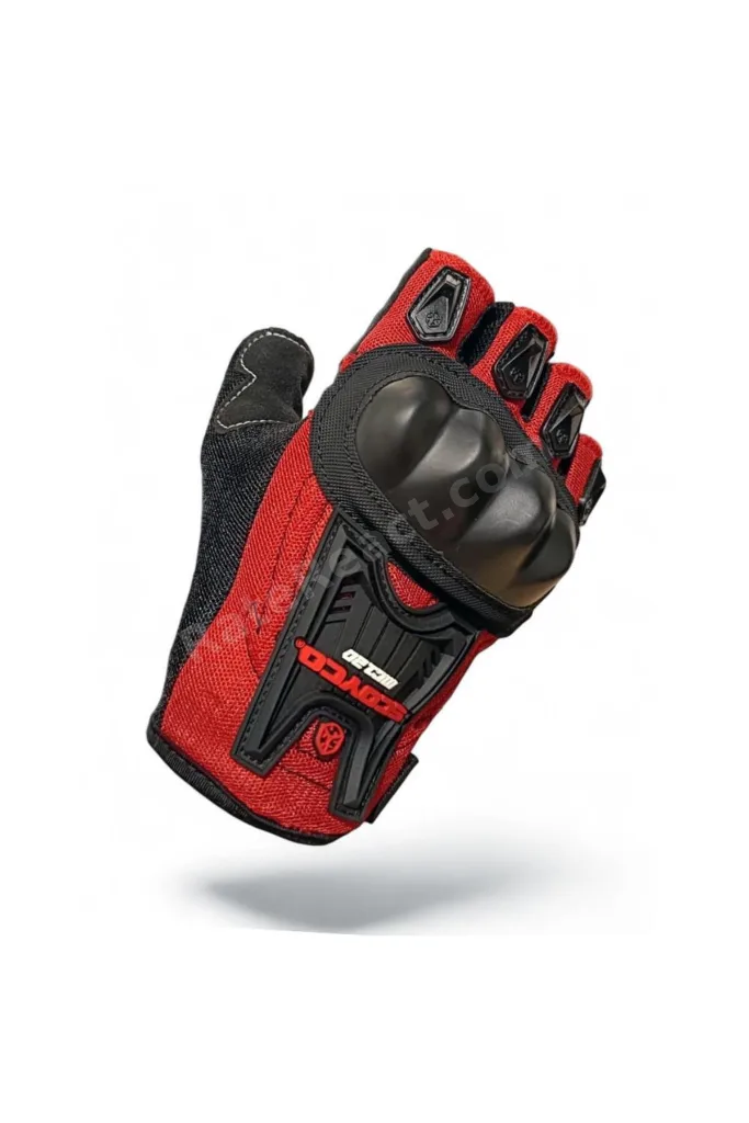 Unisex Kırmızı Yazlık Parmaksız Korumalı Eldiven Mc12d