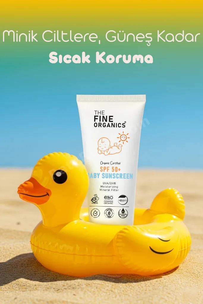 Organik Sertifikalı SPF 50+ UVA/UVB Mineral Filtreli Bebek Güneş Kremi, Vegan Güneş Kremi