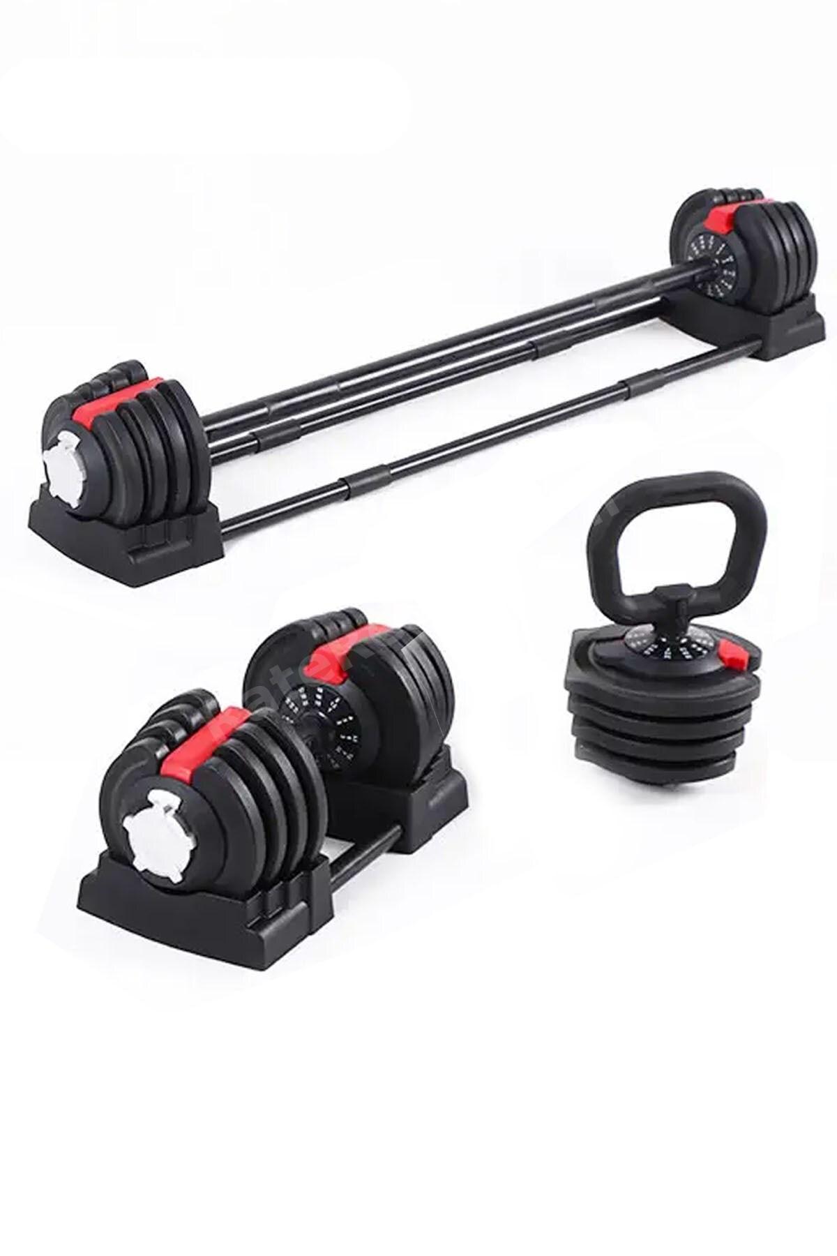Ayarlanabilir 3 In 1 Dumbell Ağırlık Seti Dambıl Halter Set Kettlebell 19-20 Kg CKS171
