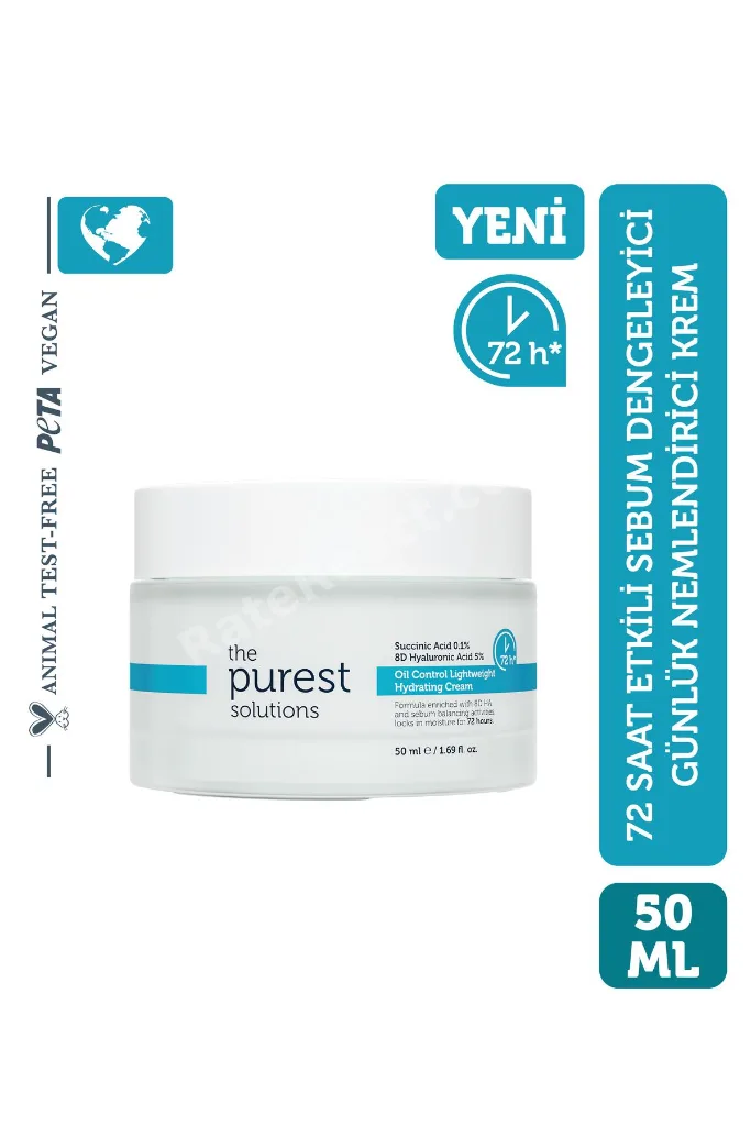 72 Saat Etkili Sebum Dengeleyici Su Bazlı Günlük Nemlendirici Krem 50ml
