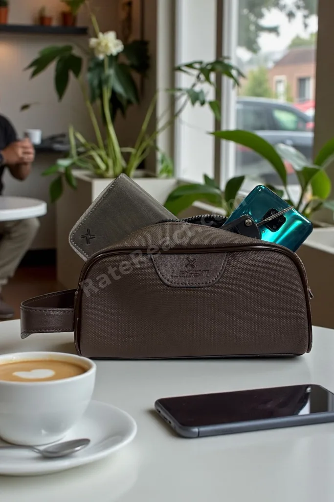 Kahverengi Deri Görünümlü Erkek Bakım Çantası – Seyahat Organizer Dopp Kit Tıraş ve Kozmetik Çantası 8376