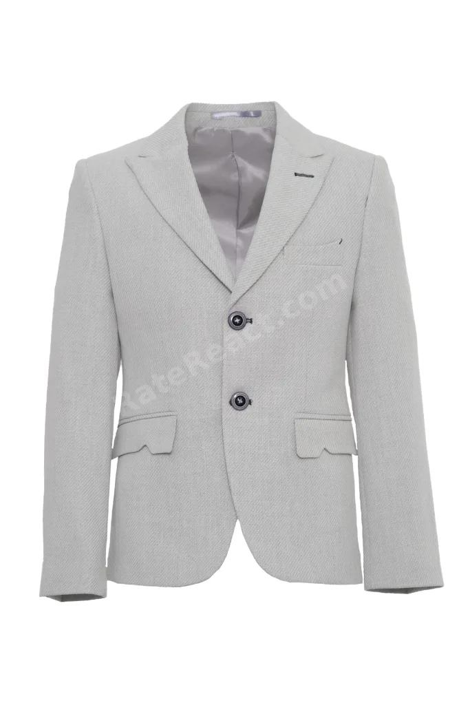 Erkek Çocuk Açık Gri Çift Düğme Spor Blazer Ceket