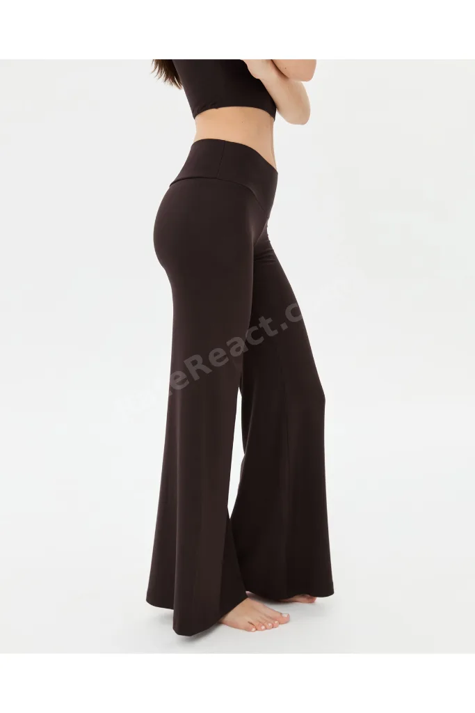 Kahverengi Şortlu Yoga Pantolon Ince Dökümlü Yoga Pantolon