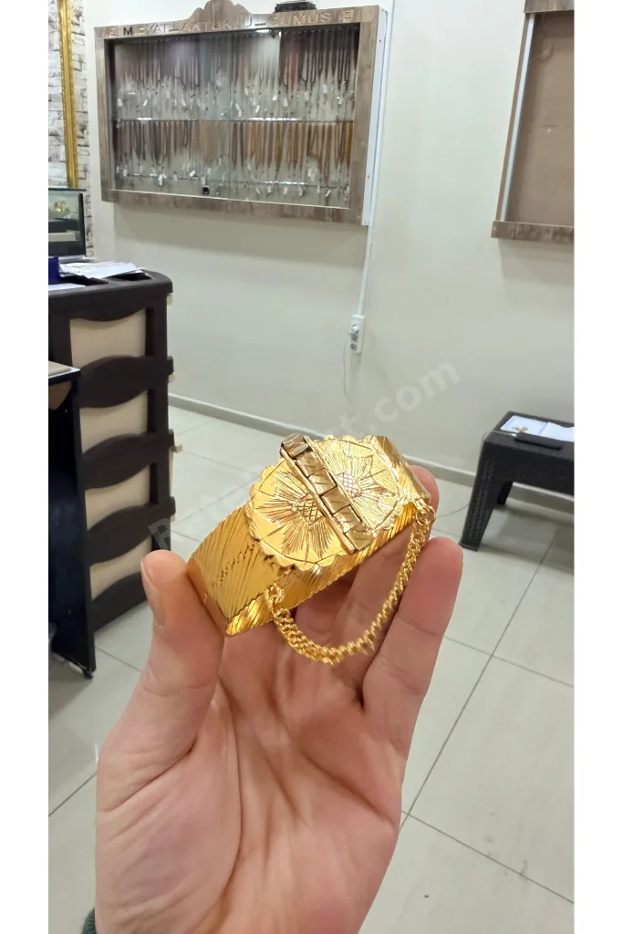 50 Gram Gümüş Altın Kaplama Diyarbakır Hasırı Bilezik
