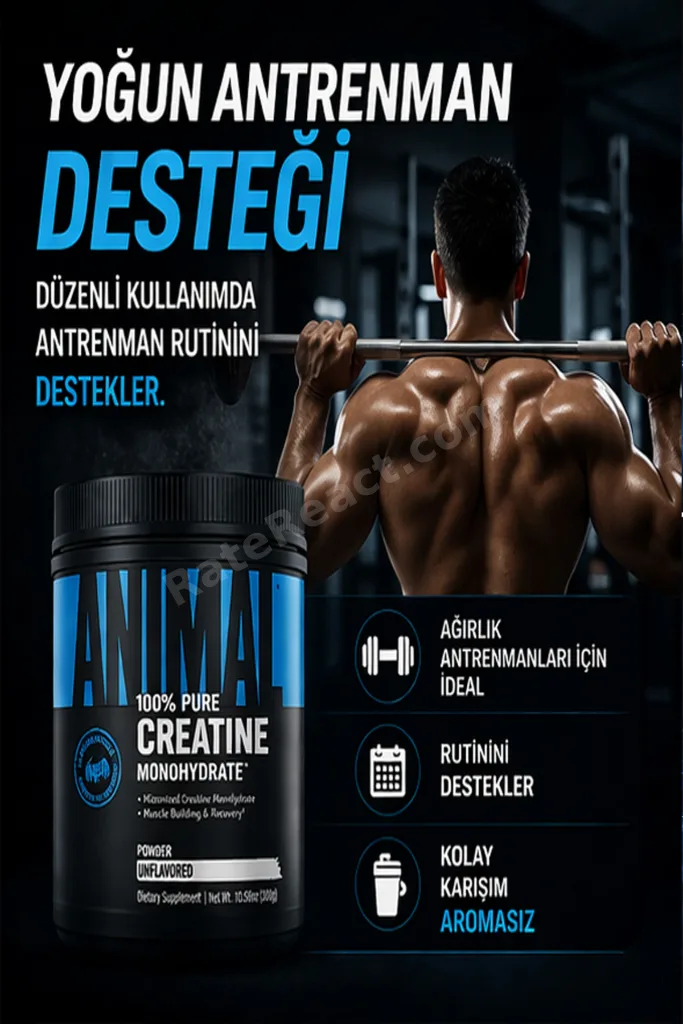 Animal Creatine Monohydrate 300 gr | 60 Servis | Saf Kreatin | Güç &