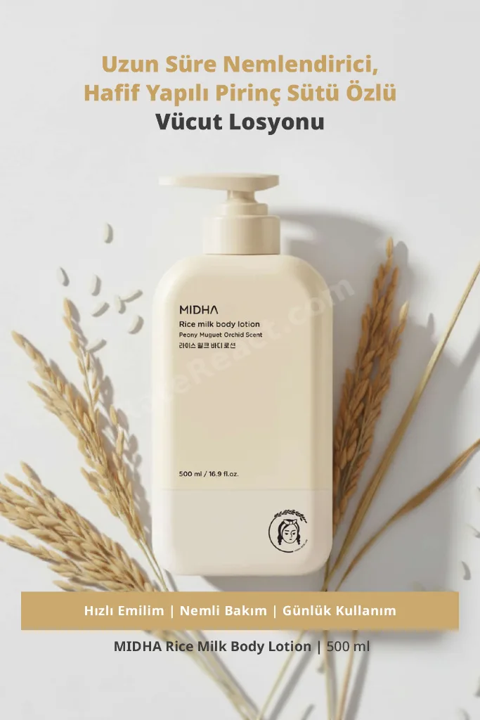 Pirinç Özlü, Nemlendirici Hafif Yapılı Pirinç Sütü Özlü Vücut Losyonu Rice Milk Body Lotion