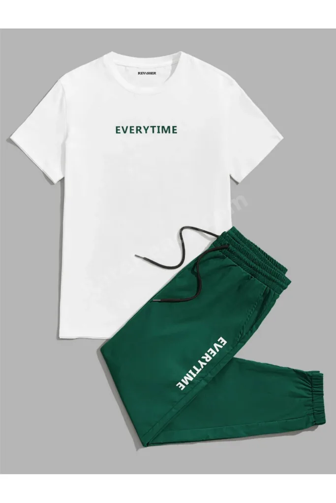 Unisex Erkek/Kadın Every Time Özel Baskılı Renkli Pamuklu Oversize Jogger T-shirt  Alt Üst Takım
