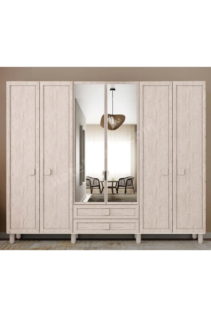 Nilüfer 6 Kapaklı Gardrop / 6 Kapılı Dolap / Komple MDF / Modern Tasarım