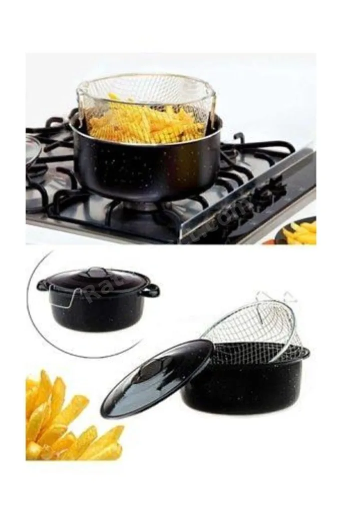 J50 Sosis Patates Kabak Patlıcan Kızartma Tenceresi Fritöz Emaye Tencere 24cm