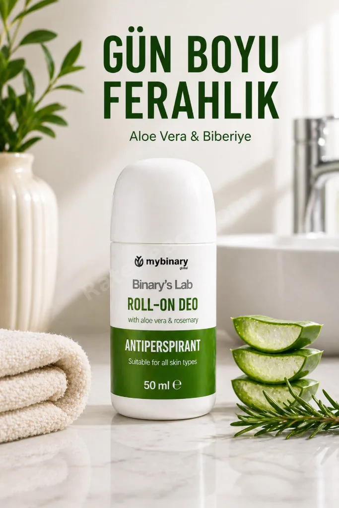%100 Doğal Roll-on Aloe Vera, Bitkisel, Vegan Ter Kokusu Önleyici Alkol ve Alüminyum İçermeyen 50 ml