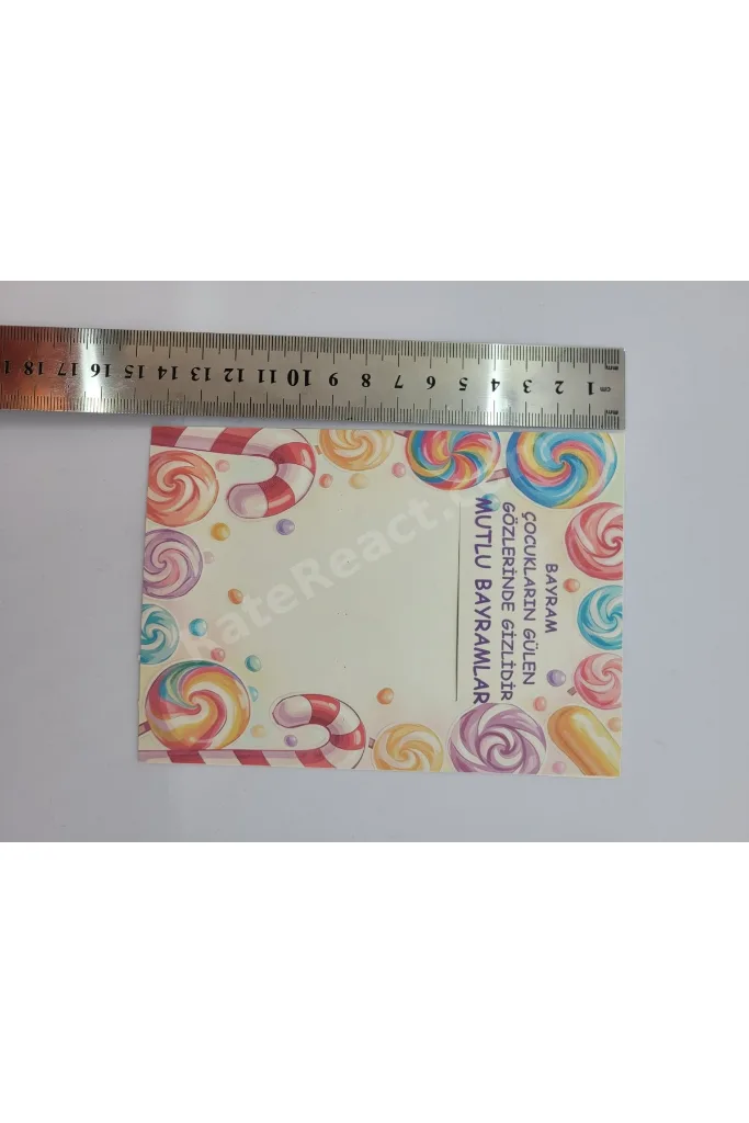 Bayram Harçlık ve Şeker Sunum Kartı - Poşetli 12 Adet