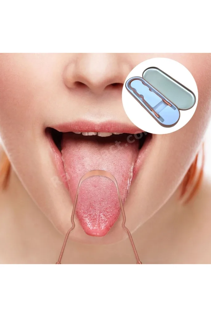 Bakır Oil Pulling Yağ Çekme Dil Plak Temizleme Aleti Dil Fırçası Sıyırıcı Dil Kaşığı