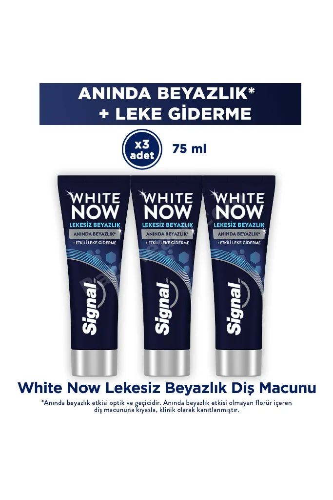 White Now Diş Macunu Lekesiz Beyazlık Etkili Leke Giderme 75 ml x3