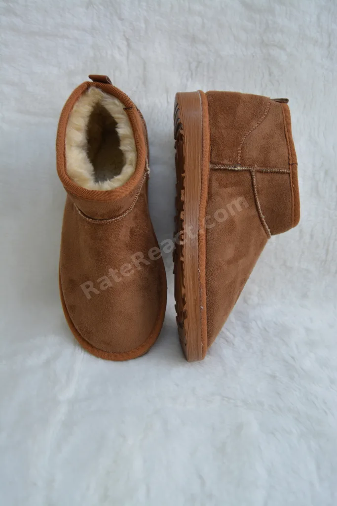 Kadın/kız Gri Ultra Mini Süet Bot Içi Kürklü Kışlık Bot&bootie