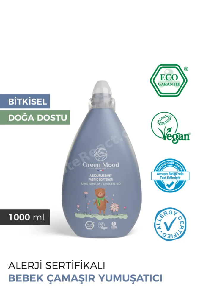 Bitkisel Bebek Çamaşır Yumuşatıcı Parfümsüz Alerji Sertifikalı 1000 ml Vegan