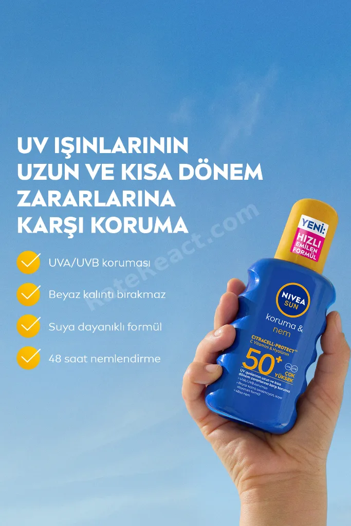 SUN SPF50 Yetişkin ve Çocuklar İçin Güneş Koruyucu Vücut Spreyi Seti 200ml+200ml, Çanta Hediyeli