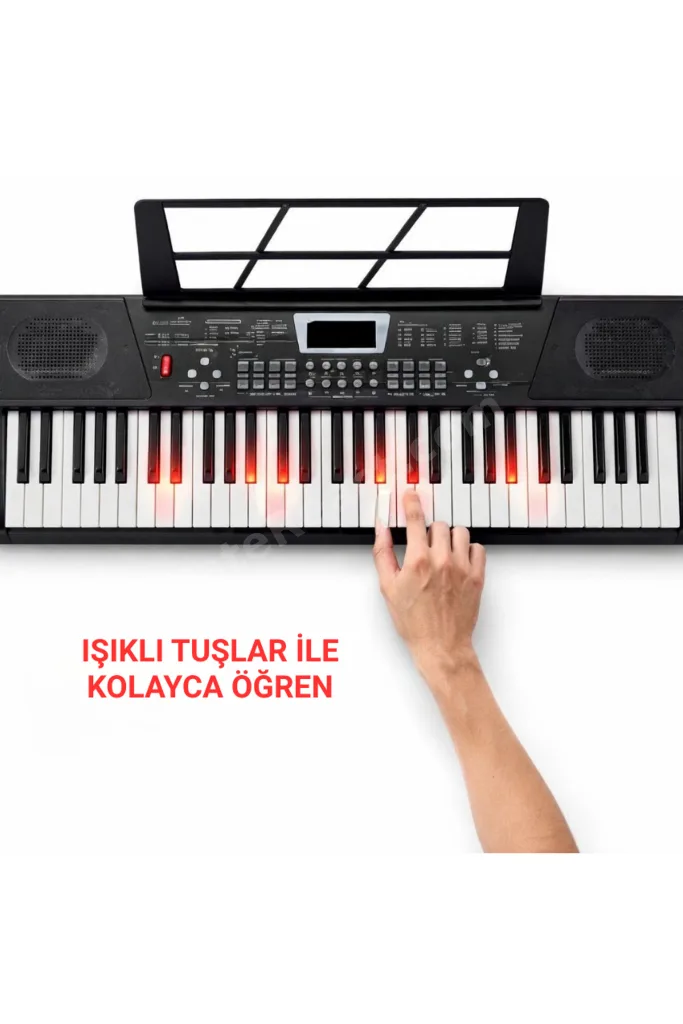 Mikrofonlu Işıklı 61 Tuşlu Çocuk Piyanosu 5 Oktav Dijital Org Keyboard Başlangıç Seti