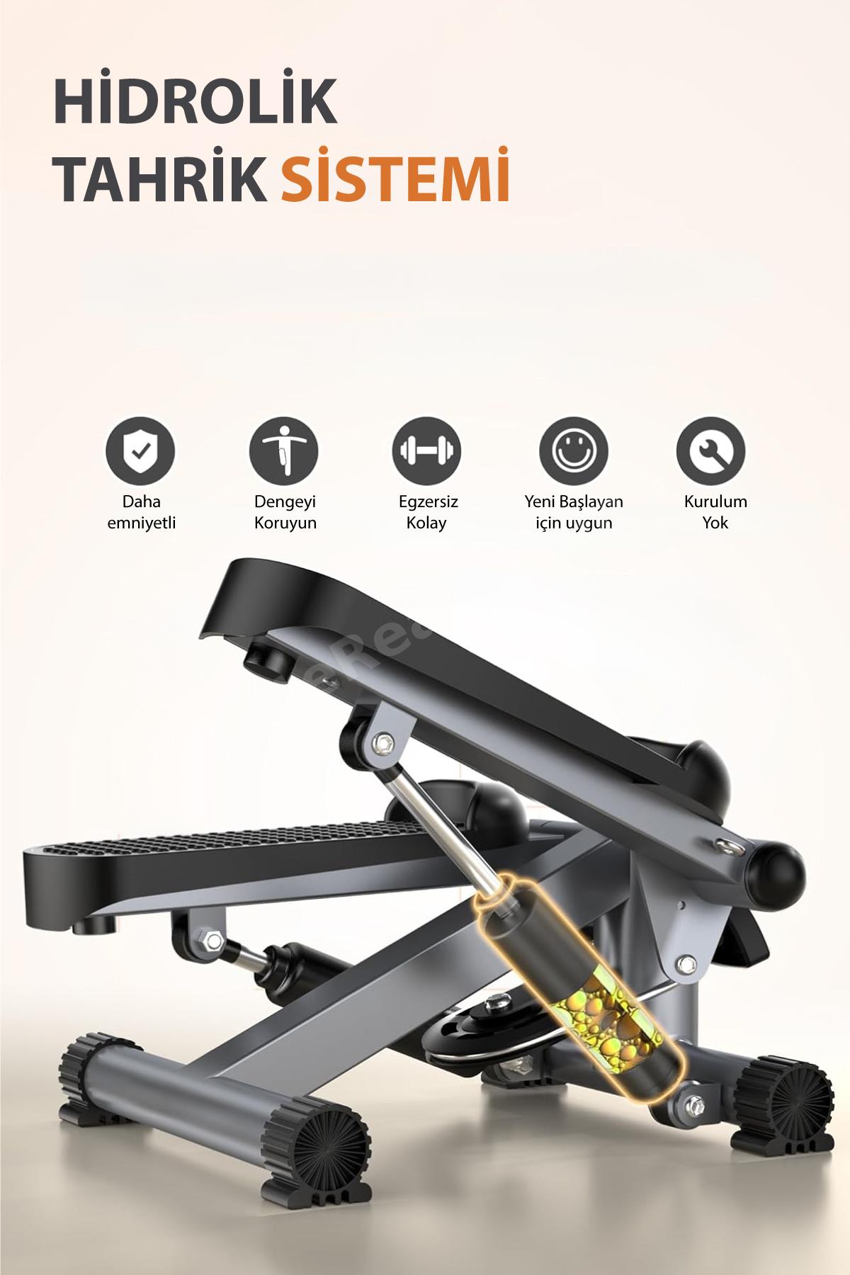 Direnç Lastikli Mini Stepper Egzersiz Aleti -Kaymaz Pedallı Kardiyo Cihazı