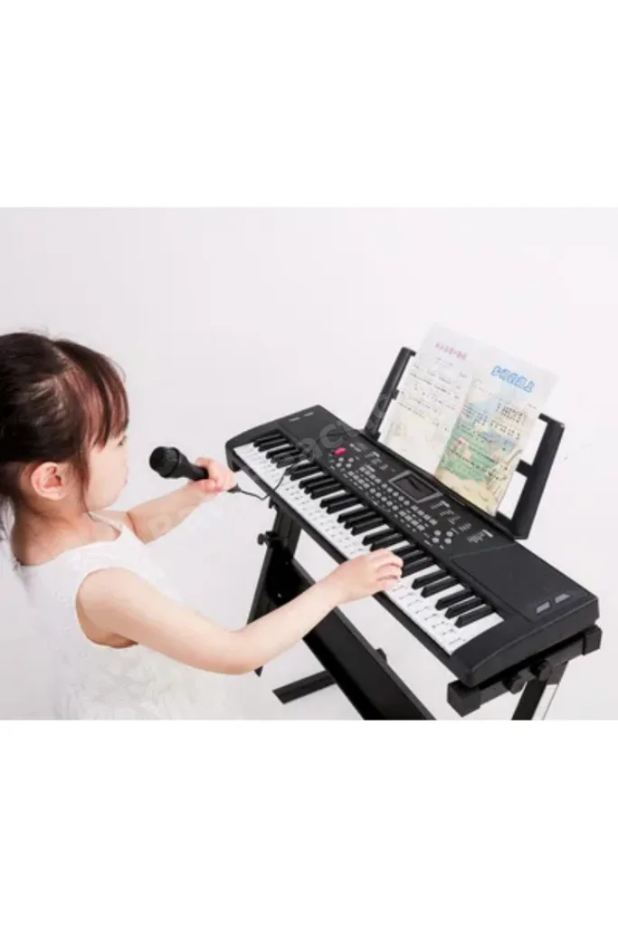 61 Tuşlu Elektronik Org Piyano Mikrofonlu Işıklı Adaptör Hediye Ritimli Demolu Keyboard